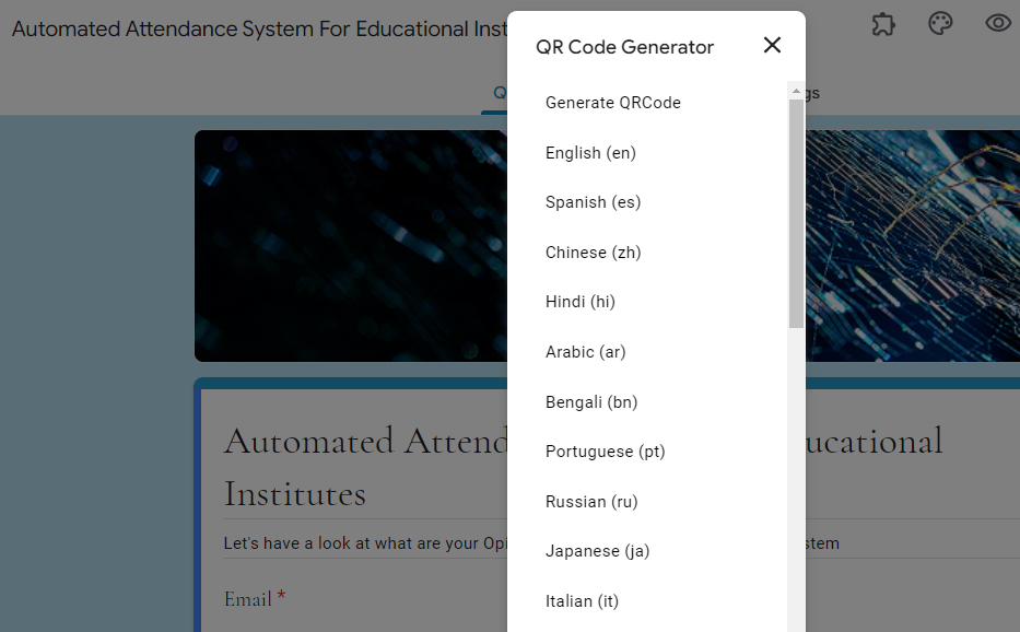 QR Code for Google Form.